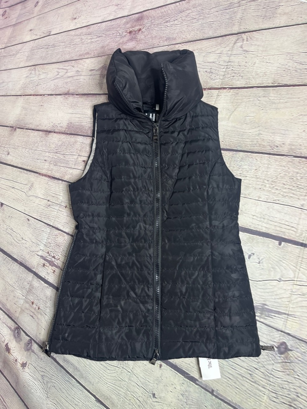 THINK ROYLN Black Quilted Puffer Vest with High Funnel Collar